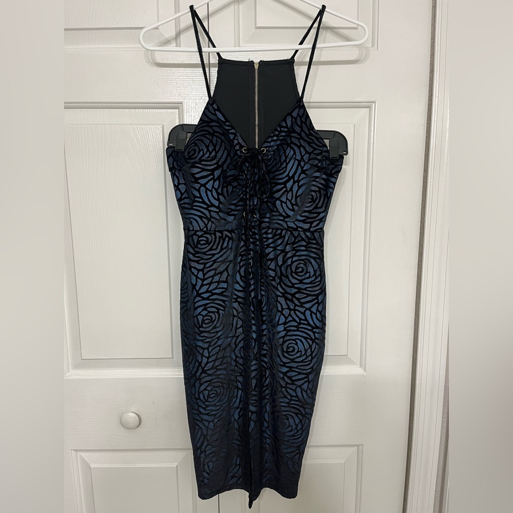 Black and Blue Rose Dress- Size: S